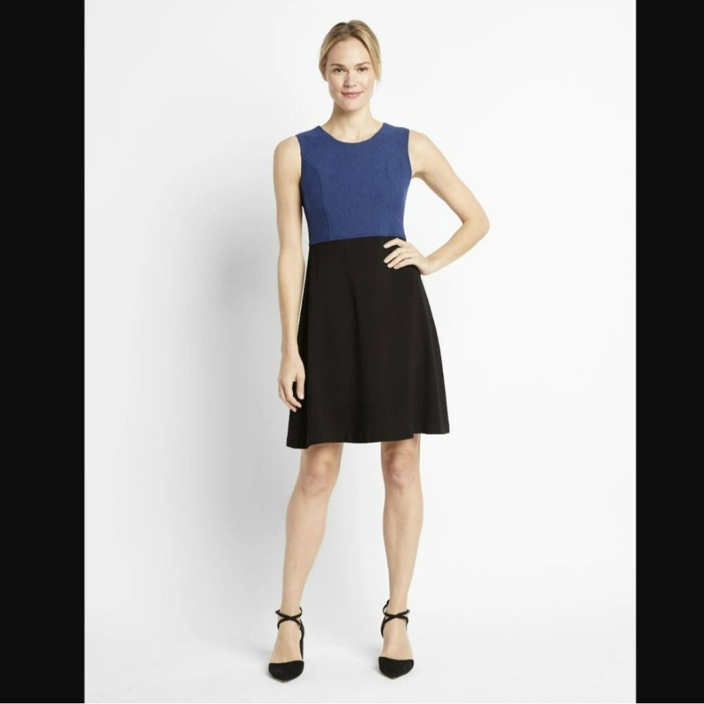 OF/Mercer Womens Waverly Two Tone Sleeveless Crepe Dress